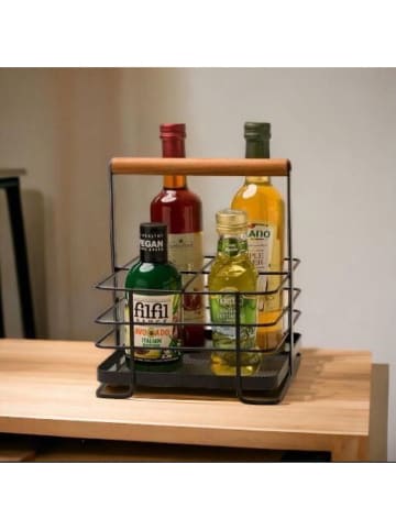 Keukenorganizer zwart/lichtbruin - (B)34 x (H)43 x (D)18 cm