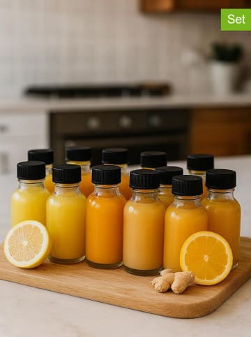 Butelki szklane (12 szt.) w kolorze czarnym - 50 ml