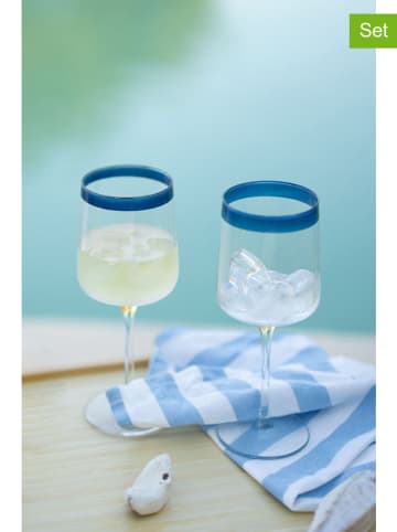 Kieliszki (4 szt.) w kolorze niebieskim do wina - 320 ml