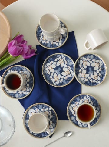 12tlg. Teetassen-Set in Weiß/ Blau - 184 ml