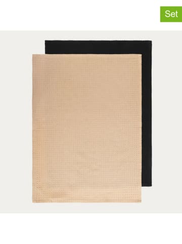 Ściereczki (2 szt.) "Femelo" w kolorze beżowo-czarnym do naczyń - 70 x 50 cm