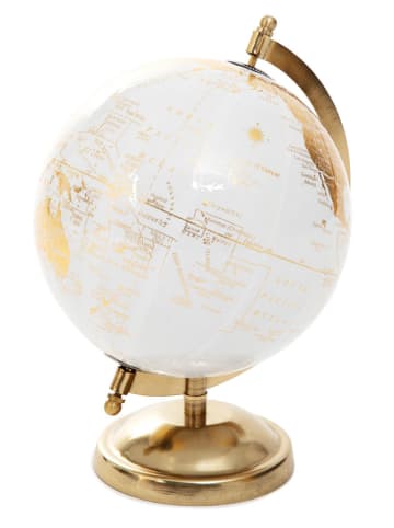 Globus "Globe" w kolorze złoto-białym - 18 x 25 cm