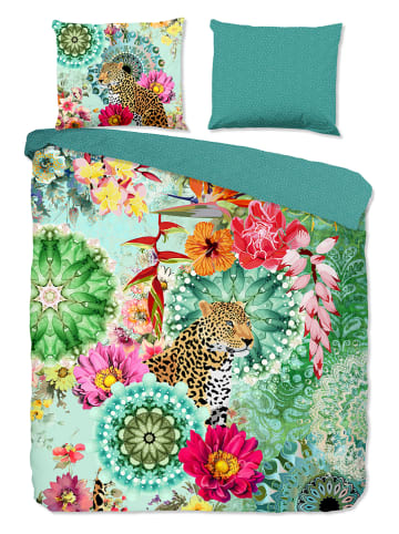 Satijnen beddengoedset "Ximena" groen/meerkleurig