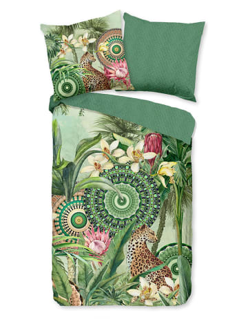 Satijnen beddengoedset "Abhita" groen/crème
