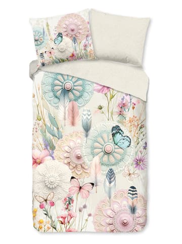 Satijnen beddengoedset "Maysa" meerkleurig/créme