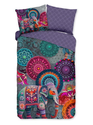 Satijnen beddengoedset "Abhay" paars/roze