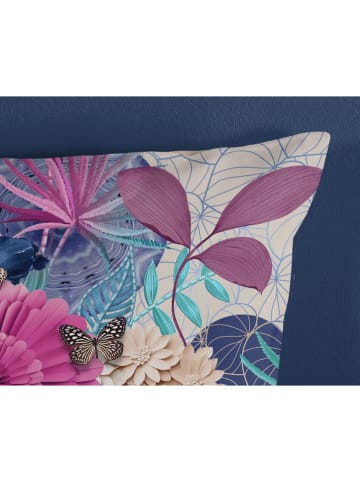 Satijnen beddengoedset "Nishell" blauw/lichtroze/beige