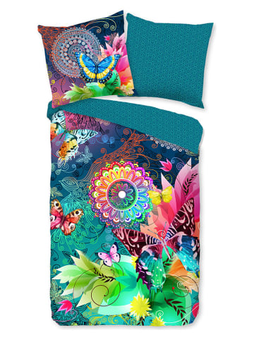 Satin-Bettwäsche-Set "Parada" in Türkis/ Rosa