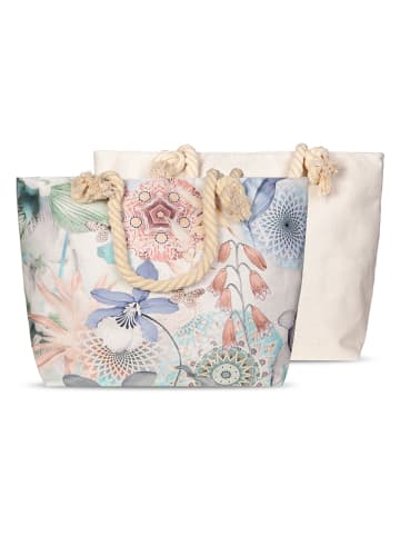 Strandtas "Zephir" beige/blauw - (B)60 x (H)43 cm
