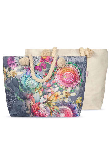 Torba plażowa "Olinga" w kolorze jasnoróżowo-fioletowym - 60 x 43 cm