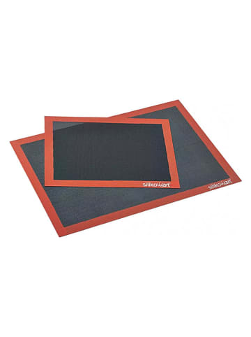 Silikonowa mata w kolorze czerwono-czarnym do pieczenia - 40 x 30 cm