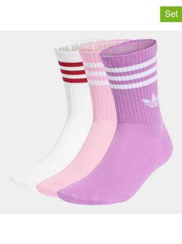 adidas 3er-Set: Socken in Lila/ Rosa/ Weiß