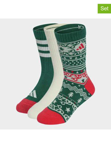 adidas 3er-Set: Socken in Grün/ Creme