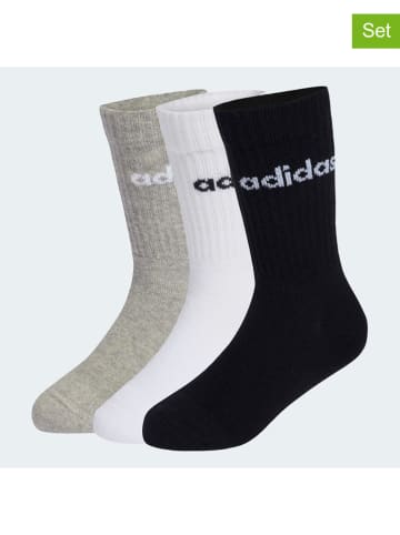 adidas 3er-Set: Socken in Weiß/ Schwarz/ Grau