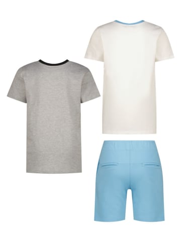 3-delige outfit wit/grijs/lichtblauw