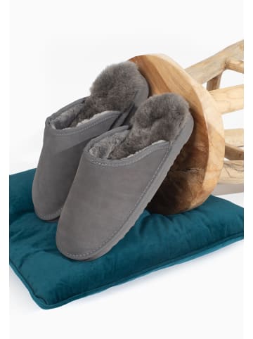 Pantoffels van schapenvacht "Emerald" grijs