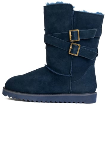 Leder-Winterstiefel "Huntspill Waterproof" in Dunkelblau