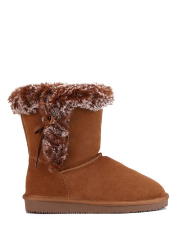 Leder-Winterstiefel "Alissa" in Hellbraun