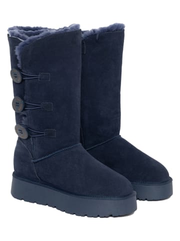Leder-Winterstiefel "Cornice" in Dunkelblau