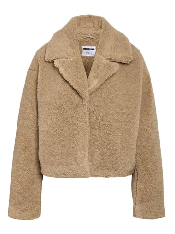 Kurtka pluszowa "CROPPED TEDDY" w kolorze beżowym