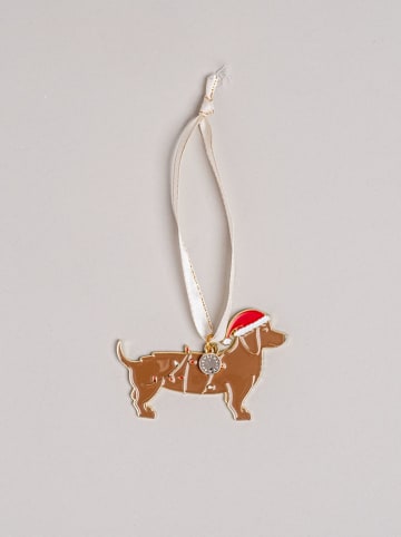Ozdoba choinkowa "Christmas Dachshund" w kolorze jasnobrązowym - 8 x 5 cm