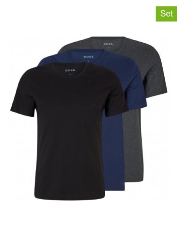 3er-Set: Shirts in Schwarz/ Dunkelblau/ Grau