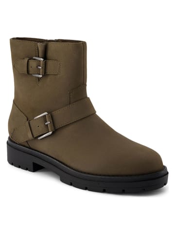 Skórzane botki w kolorze khaki