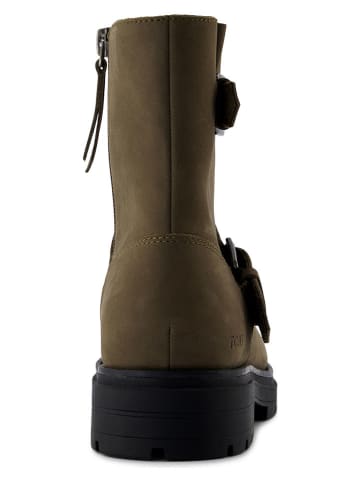 Skórzane botki w kolorze khaki