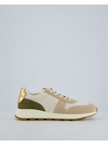 Leder-Sneakers in Beige/ Weiß/ Khaki