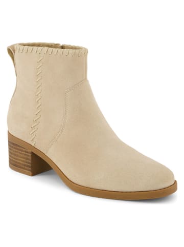 Skórzane botki w kolorze beżowym na obcasie
