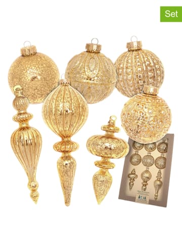 9tlg. Set: Christbaumschmuck in Gold
