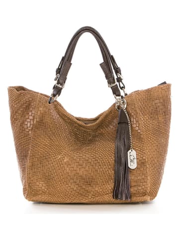 Leder-Shopper "Solana" in Camel - (B)42 x (H)30 x (T)20 cm