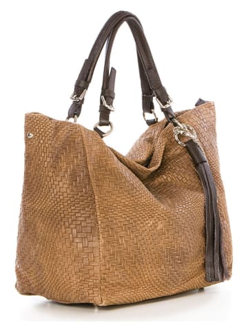 Leder-Shopper "Solana" in Camel - (B)42 x (H)30 x (T)20 cm
