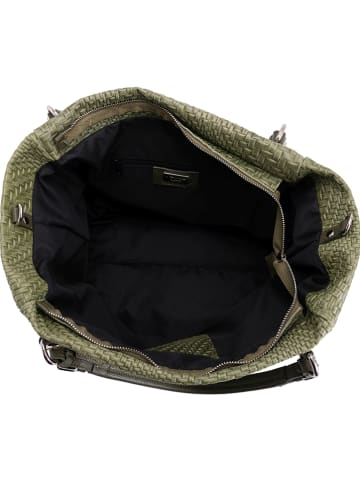 Skórzany shopper bag "Solana" w kolorze zielonym - 42 x 30 x 20 cm