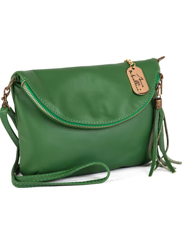 Leren schoudertas "Alice" groen - (B)22 x (H)18 x (D)2 cm
