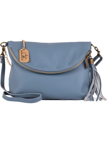 Leder-Umhängetasche "Alice" in Blau - (B)22 x (H)18 x (T)2 cm