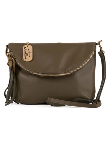 Leder-Umhängetasche "Alice" in Khaki - (B)22 x (H)18 x (T)2 cm