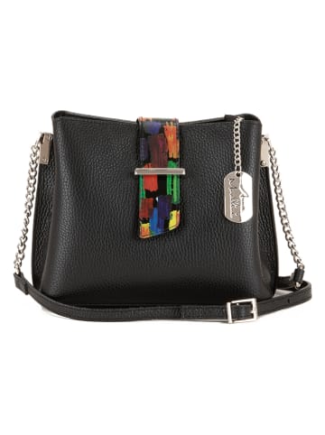Leder-Umhängetasche "Vida" in Schwarz - (B)22 x (H)17 x (T)10 cm