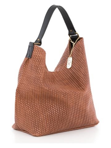 Leder-Schultertasche "Sebastiana" in Braun - (B)38 x (H)36 x (T)14 cm