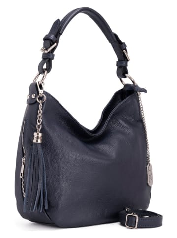 Leren schoudertas "Fiorella" donkerblauw - (B)30 x (H)27 x (D)9 cm