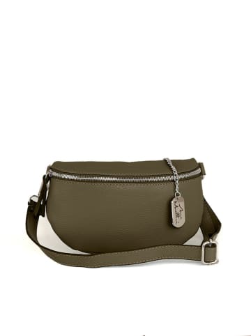 Leder-Gürteltasche "Berenice" in Khaki - (B)25 x (H)14 x (T)1 cm