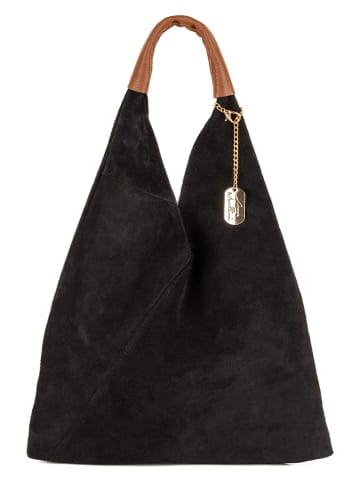 Leder-Shopper "Eleonora" in Schwarz - (B)40 x (H)31 x (T)2 cm