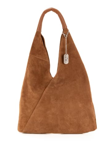 Skórzany shopper bag "Eleonora" w kolorze karmelowym - 40 x 31 x 2 cm