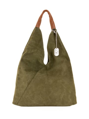 Leder-Shopper "Eleonora" in Oliv - (B)40 x (H)31 x (T)2 cm