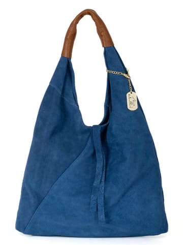 Leder-Shopper "Eleonora" in Blau - (B)40 x (H)31 x (T)2 cm