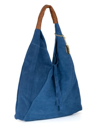 Leder-Shopper "Eleonora" in Blau - (B)40 x (H)31 x (T)2 cm