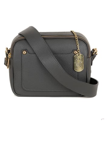 Leren schoudertas "Aldina" antraciet - (B)22 x (H)18 x (D)11 cm
