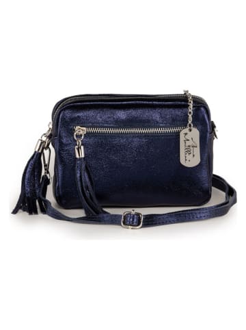 Leder-Umhängetasche "Abriana" in Dunkelblau - (B)20 x (H)16 x (T)8 cm