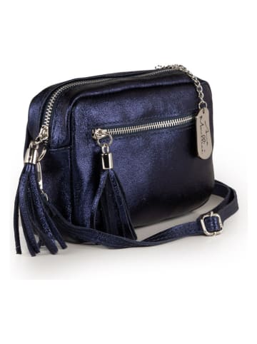 Leder-Umhängetasche "Abriana" in Dunkelblau - (B)20 x (H)16 x (T)8 cm