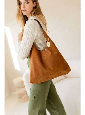 Leder-Schultertasche "Darizita" in Cognac - (B)45 x (H)58 x (T)5 cm